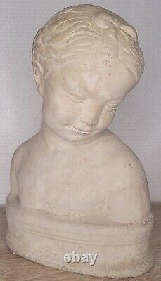 Antique ancien buste de femme en plâtre
