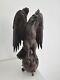 Antique Animal Eagle Sculpture In Solid Wood Bird Ancienne Statue Aigle En Bois