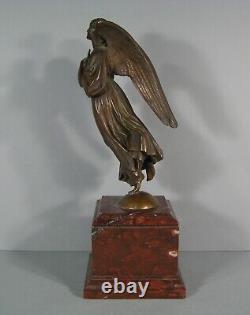 Archange A La Croix Ange Ailé Sculpture Bronze Ancien Signé De Braux Fondeur