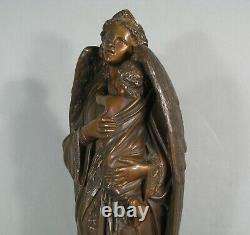 Archange Et Enfant Jésus Sculpture Ancienne Ange Signée Marius François Laugier