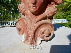 Archeologie Antique Statue Buste Mercure Terre Cuite Élément Architecture Ancien