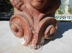 Archeologie Antique Statue Buste Mercure Terre Cuite Élément Architecture Ancien