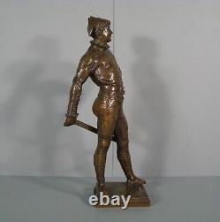 Arlequin Commedia Dell'arte Sculpture Bronze Ancien Signé Laporte