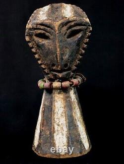 Art Africain Afrique Tribal Ancienne Statue Poteau en Bois Kela RDC 23 Cms