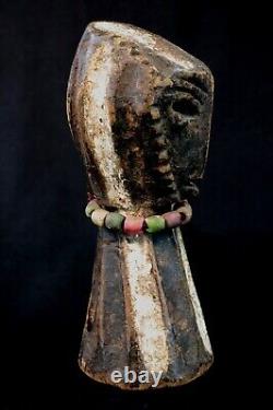 Art Africain Afrique Tribal Ancienne Statue Poteau en Bois Kela RDC 23 Cms