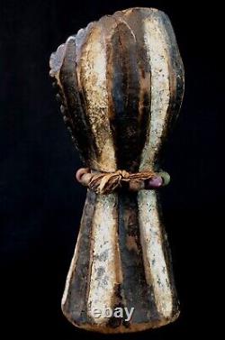 Art Africain Afrique Tribal Ancienne Statue Poteau en Bois Kela RDC 23 Cms
