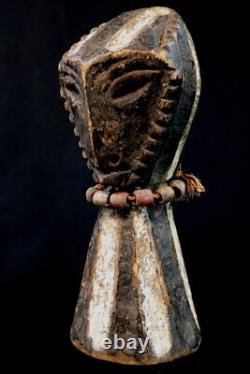 Art Africain Afrique Tribal Ancienne Statue Poteau en Bois Kela RDC 23 Cms