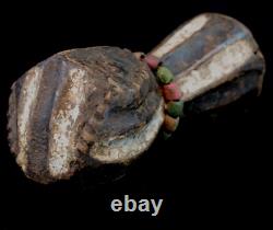 Art Africain Afrique Tribal Ancienne Statue Poteau en Bois Kela RDC 23 Cms