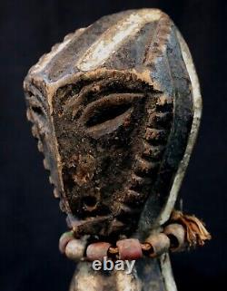 Art Africain Afrique Tribal Ancienne Statue Poteau en Bois Kela RDC 23 Cms