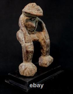 Art Africain Afrique Tribal Ancienne Statue Rituelle Losso sur Socle 20 Cms