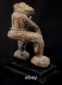 Art Africain Afrique Tribal Ancienne Statue Rituelle Losso sur Socle 20 Cms
