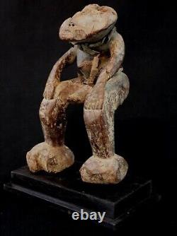 Art Africain Afrique Tribal Ancienne Statue Rituelle Losso sur Socle 20 Cms