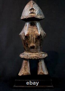 Art Africain Afrique Tribal Ancienne Statue Rituelle Losso sur Socle 24 Cms