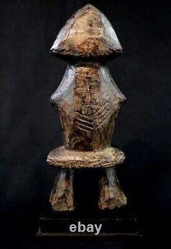 Art Africain Afrique Tribal Ancienne Statue Rituelle Losso sur Socle 24 Cms