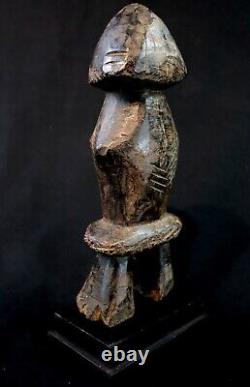 Art Africain Afrique Tribal Ancienne Statue Rituelle Losso sur Socle 24 Cms