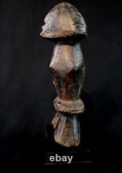 Art Africain Afrique Tribal Ancienne Statue Rituelle Losso sur Socle 24 Cms