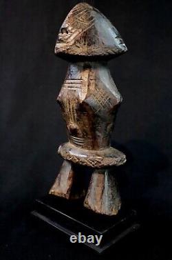 Art Africain Afrique Tribal Ancienne Statue Rituelle Losso sur Socle 24 Cms