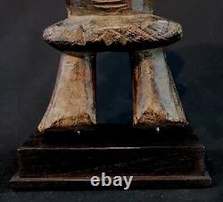 Art Africain Afrique Tribal Ancienne Statue Rituelle Losso sur Socle 24 Cms