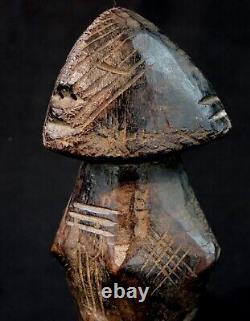 Art Africain Afrique Tribal Ancienne Statue Rituelle Losso sur Socle 24 Cms