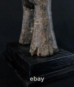 Art Africain Afrique Tribal Ancienne Statue Rituelle Losso sur Socle 26,5 Cms