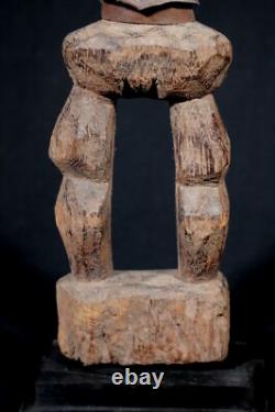 Art Africain Afrique Tribal Ancienne Statue Rituelle Losso sur Socle 36,5 Cms