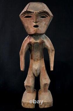 Art Africain Afrique Tribal Ancienne Statue en Bois Kela Cubiste RDC 27 Cms