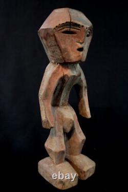 Art Africain Afrique Tribal Ancienne Statue en Bois Kela Cubiste RDC 27 Cms