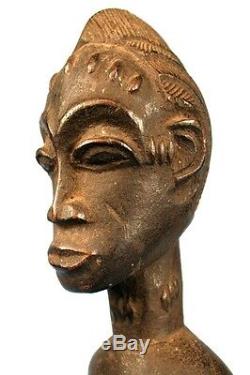Art Africain Ancien Fétiche Baoulé Epoux Mystique Visage Scarifié 40 Cms