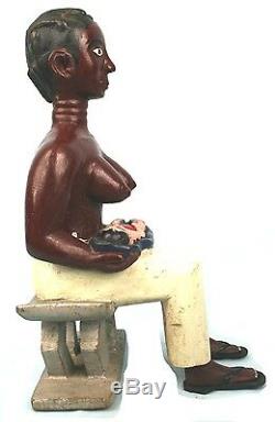 Art Africain Ancienne & Authentique Statue Maternité Colon Abron 46 Cms ++++