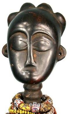 Art Africain Ancienne Statue de Fécondité Fanti du Ghana Ornée de Perles +++++