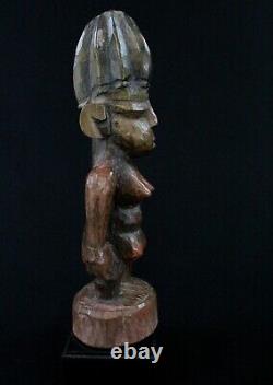 Art Africain Arte Ancien Fétiche Ibeji Ibedji Yoruba sur Socle Bois 22,5 Cms