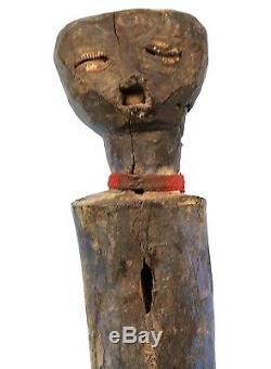 Art Africain Arts Premiers Ancien Fétiche Fon sur Socle Pièce Rare 37,5 Cms