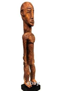 Art Africain Arts Premiers Ancien Fétiche Lobi Sur Socle Bois dense 68,5 Cms