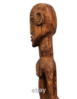 Art Africain Arts Premiers Ancien Fétiche Lobi Sur Socle Bois dense 68,5 Cms