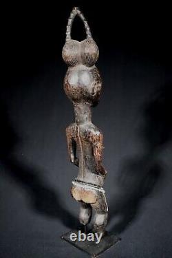Art Africain Arts Premiers Ancien Fétiche Statue Agni sur socle 45,5 Cms ++