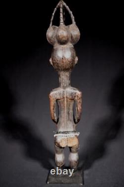 Art Africain Arts Premiers Ancien Fétiche Statue Agni sur socle 45,5 Cms ++