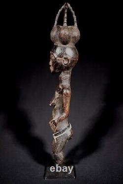 Art Africain Arts Premiers Ancien Fétiche Statue Agni sur socle 45,5 Cms ++