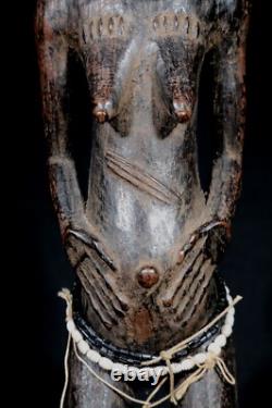 Art Africain Arts Premiers Ancien Fétiche Statue Agni sur socle 45,5 Cms ++