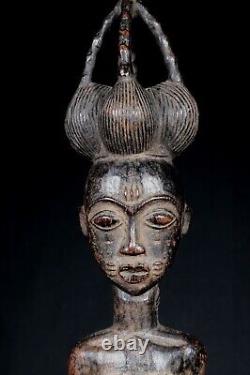Art Africain Arts Premiers Ancien Fétiche Statue Agni sur socle 45,5 Cms ++