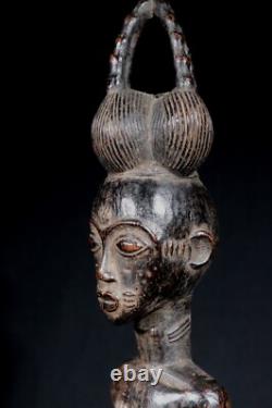 Art Africain Arts Premiers Ancien Fétiche Statue Agni sur socle 45,5 Cms ++