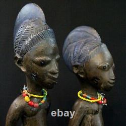 Art Africain Premiers CUlte Jumeaux Ancien Couple Ibeji Yoruba 25.5 & 27,5 Cms