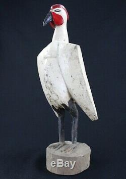 Art Africain Tribal Ancien Calao Senoufo Peint Senufo African Bird 50 Cms