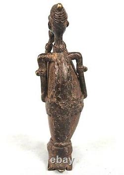 Art Africain Tribal Ancienne Figurine en Bronze & Pierre Dogon 15,5 Cms ++++
