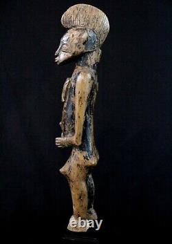 Art Africain Tribal Ancienne Statue Senoufo Senufo sur Socle en Bois 45 Cms