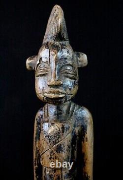Art Africain Tribal Ancienne Statue Senoufo Senufo sur Socle en Bois 45 Cms