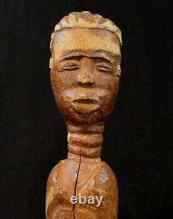 Art Africain Tribal Ancienne et Authentique Statue Agni Anyi sur Socle 30 Cms