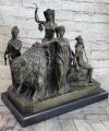 Art Déco Bronze Ancien Romain Semi-nude Fille Avec King Statue Figurine