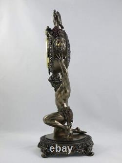 Atlas Titan Horloge Décor Sculpture Figurine Statue Ancienne Finition Bronze 15
