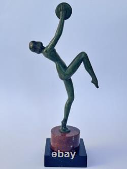 Authentique ancienne SCULPTURE FEMME DANSEUSE BRONZE Art Déco LEVERRIER FAYRAL