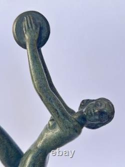Authentique ancienne SCULPTURE FEMME DANSEUSE BRONZE Art Déco LEVERRIER FAYRAL